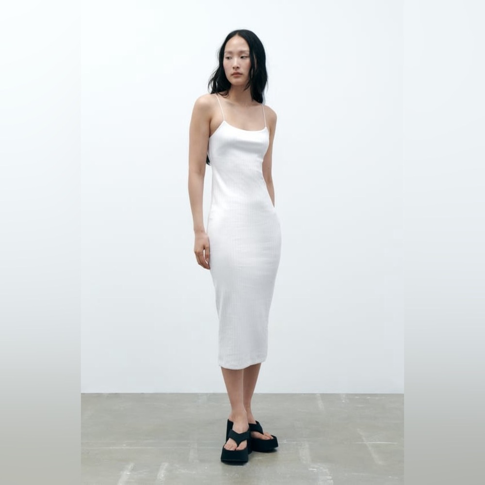 Zara, white, strappy fitted dress, size M, NWT